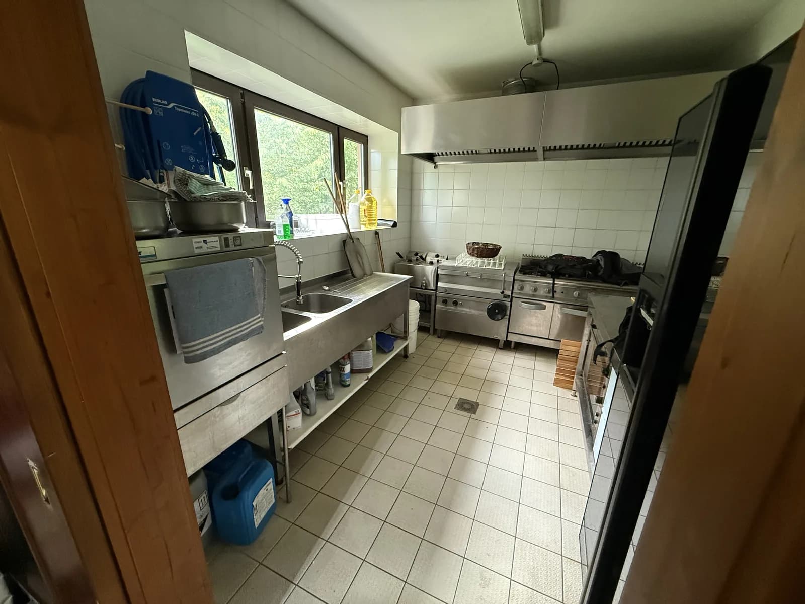 Plonge professionnelle de la cuisine, lave-vaisselle et éviers